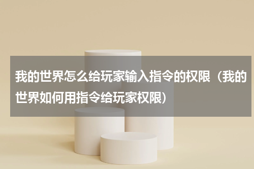 我的世界怎么给玩家输入指令的权限（我的世界如何用指令给玩家权限）