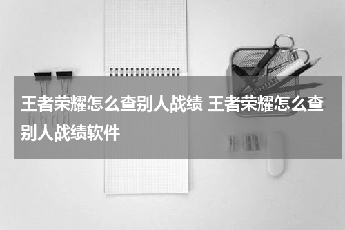 王者荣耀怎么查别人战绩 王者荣耀怎么查别人战绩软件